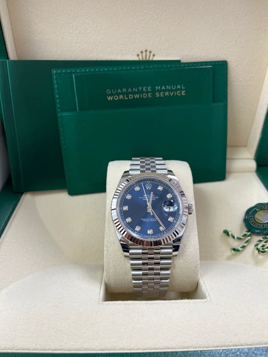 Datejust 41 Fluted Bezel Blue Diamond Dial