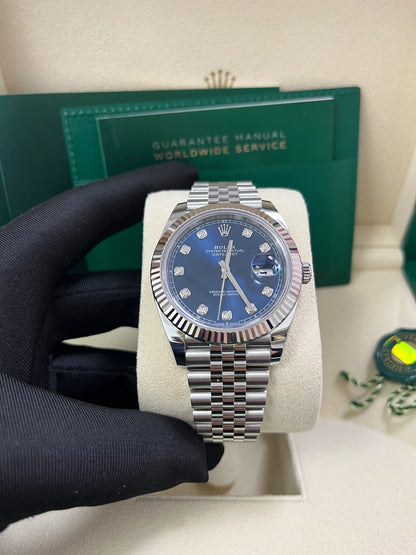 Datejust 41 Fluted Bezel Blue Diamond Dial